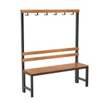 Umkleidebank einseitig, 100 cm breit, Doppel-Haken verdeckt, ohne Schuhrost, 
